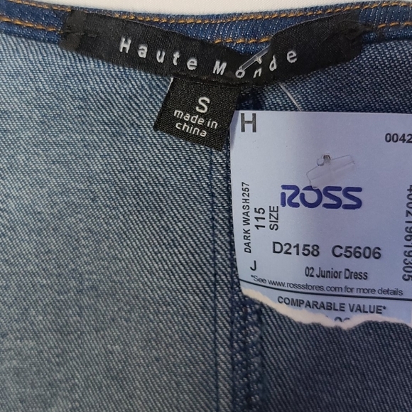 NWT Haute Monde button down denim jeweled dress S - Picture 4 of 7